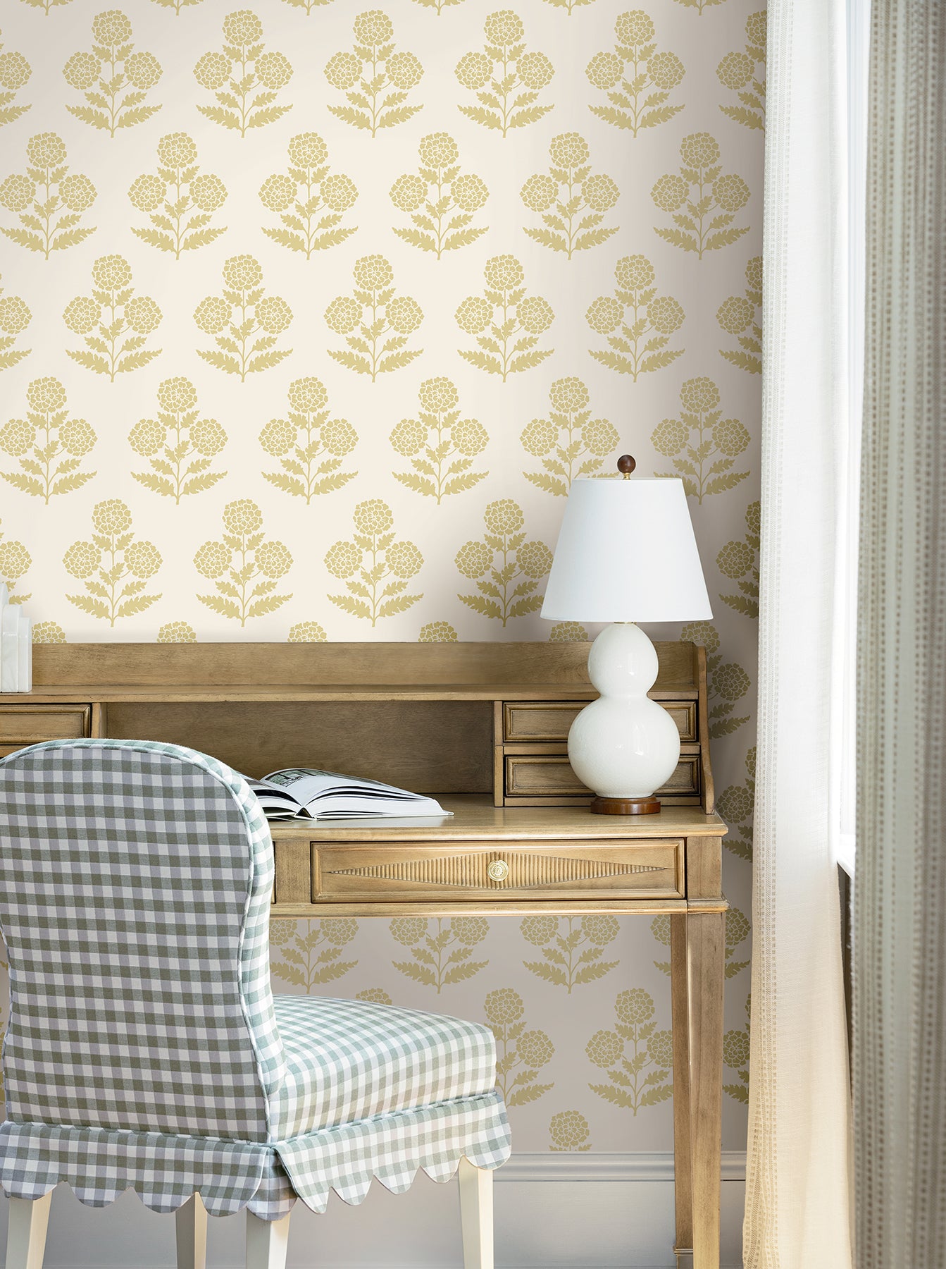 York Wallcoverings VP1432 Souci Butter Marigolds Wallpaper