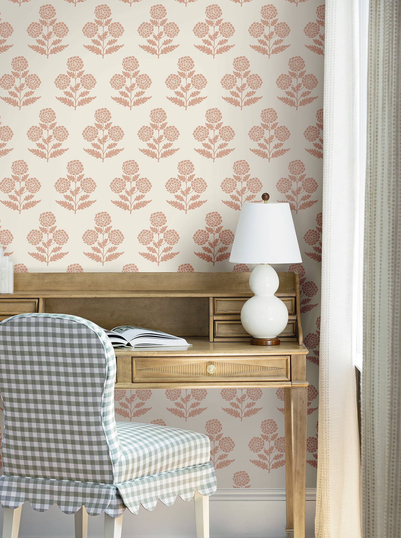 York Wallcoverings VP1434 Souci Rose Marigolds Wallpaper