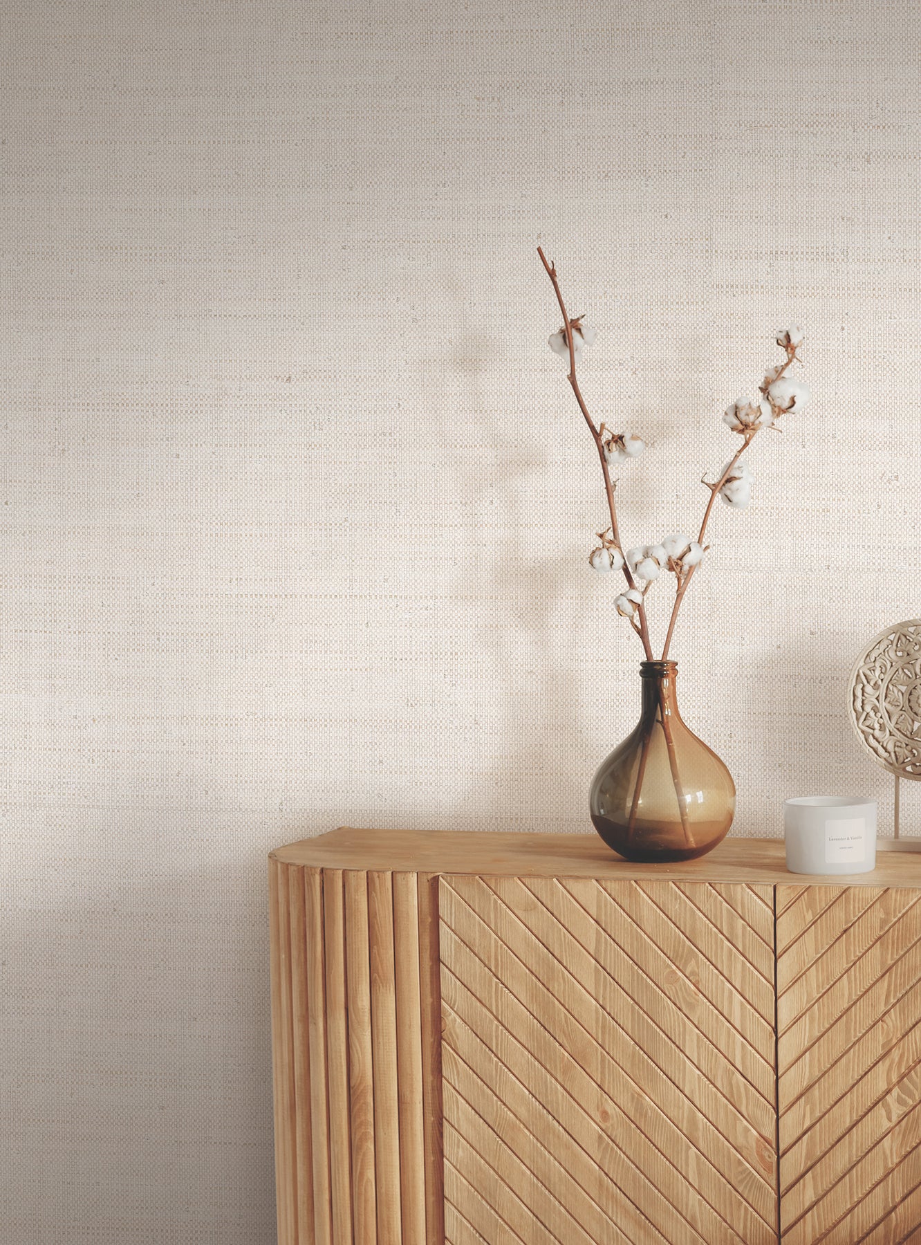 York Wallcoverings YGL7042 Painted Raffia White/Natural Wallpaper