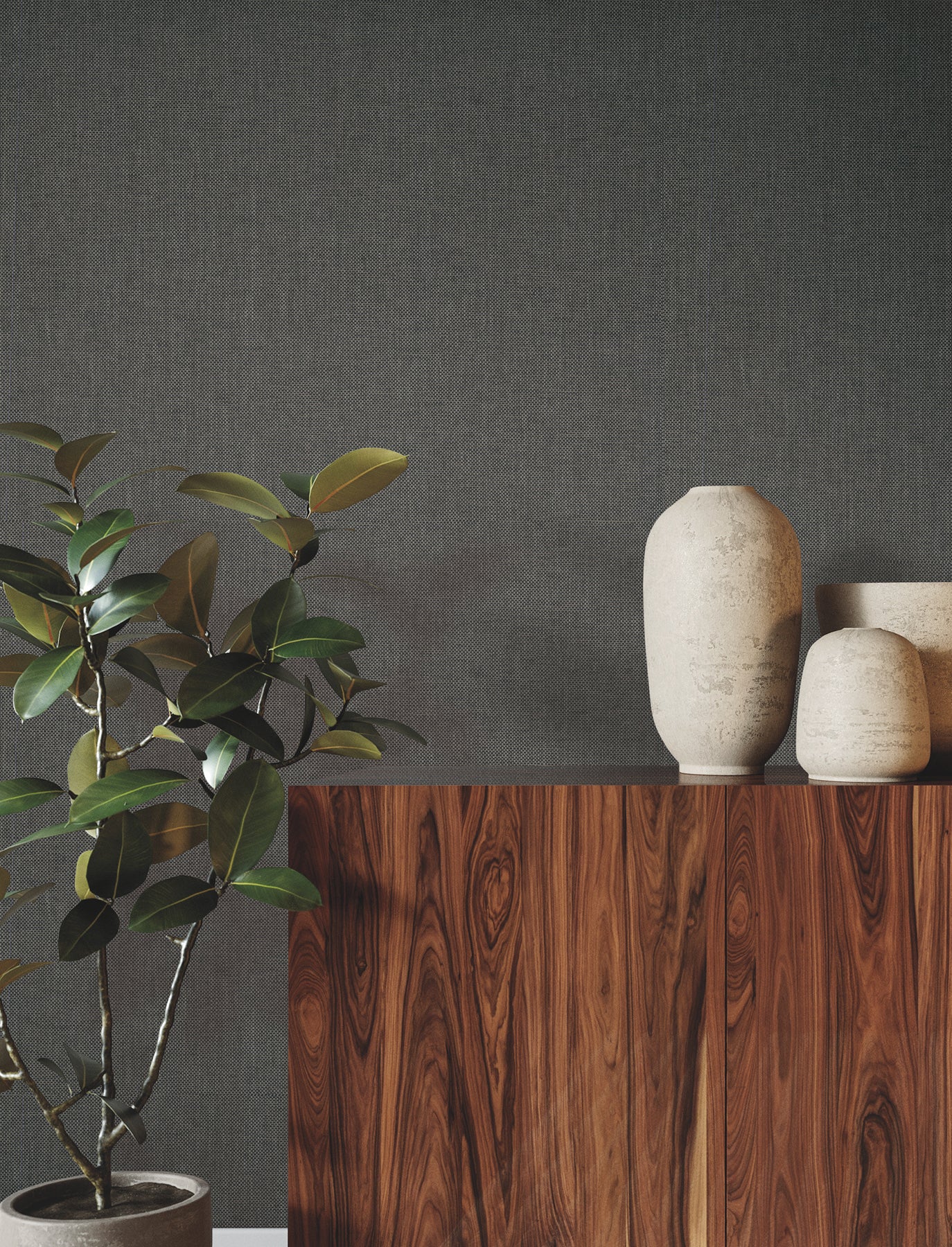 York Wallcoverings YGL7078 Check Paperweave Graphite Wallpaper