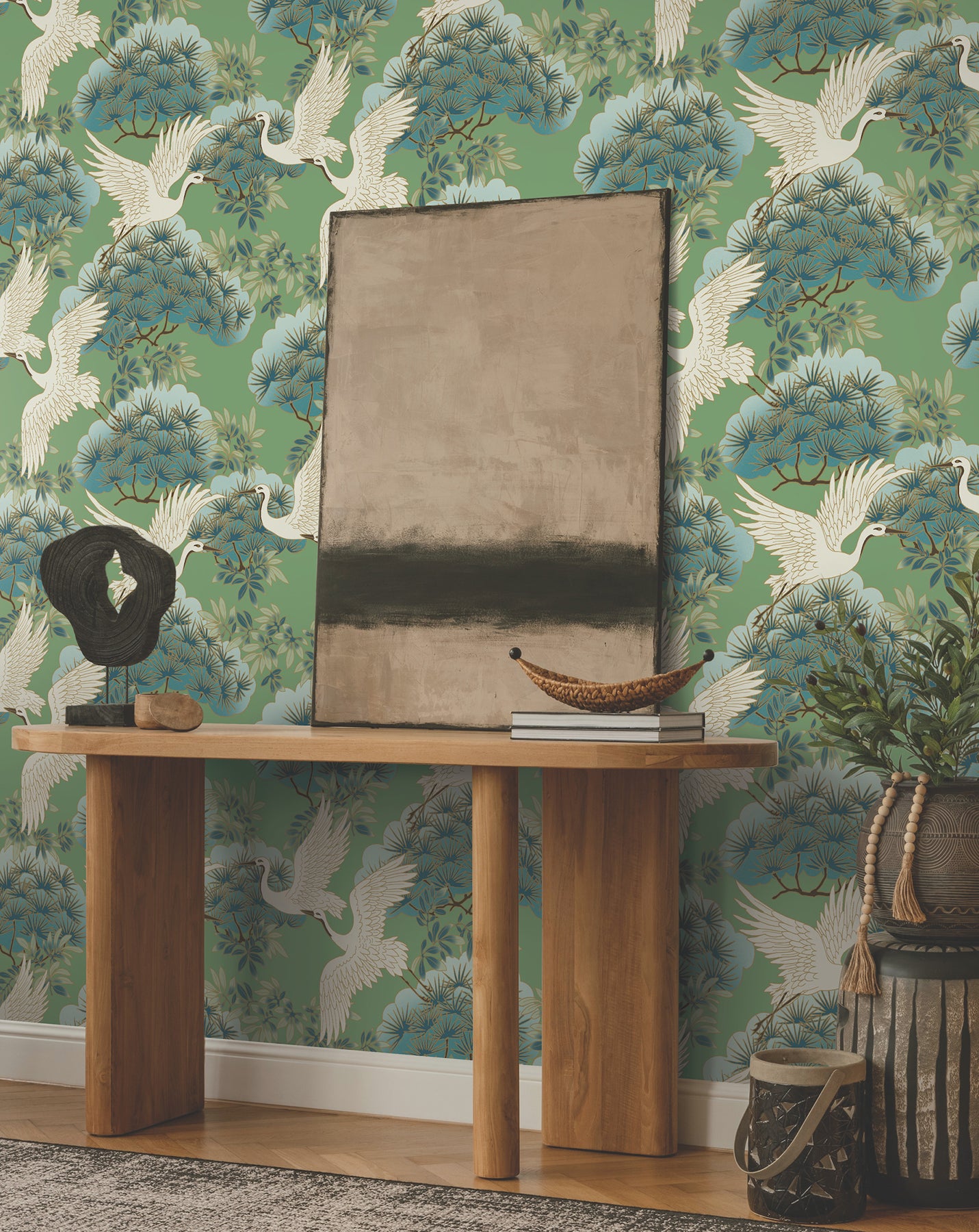 York Wallcoverings ZA8008 Sprig & Heron Green Wallpaper