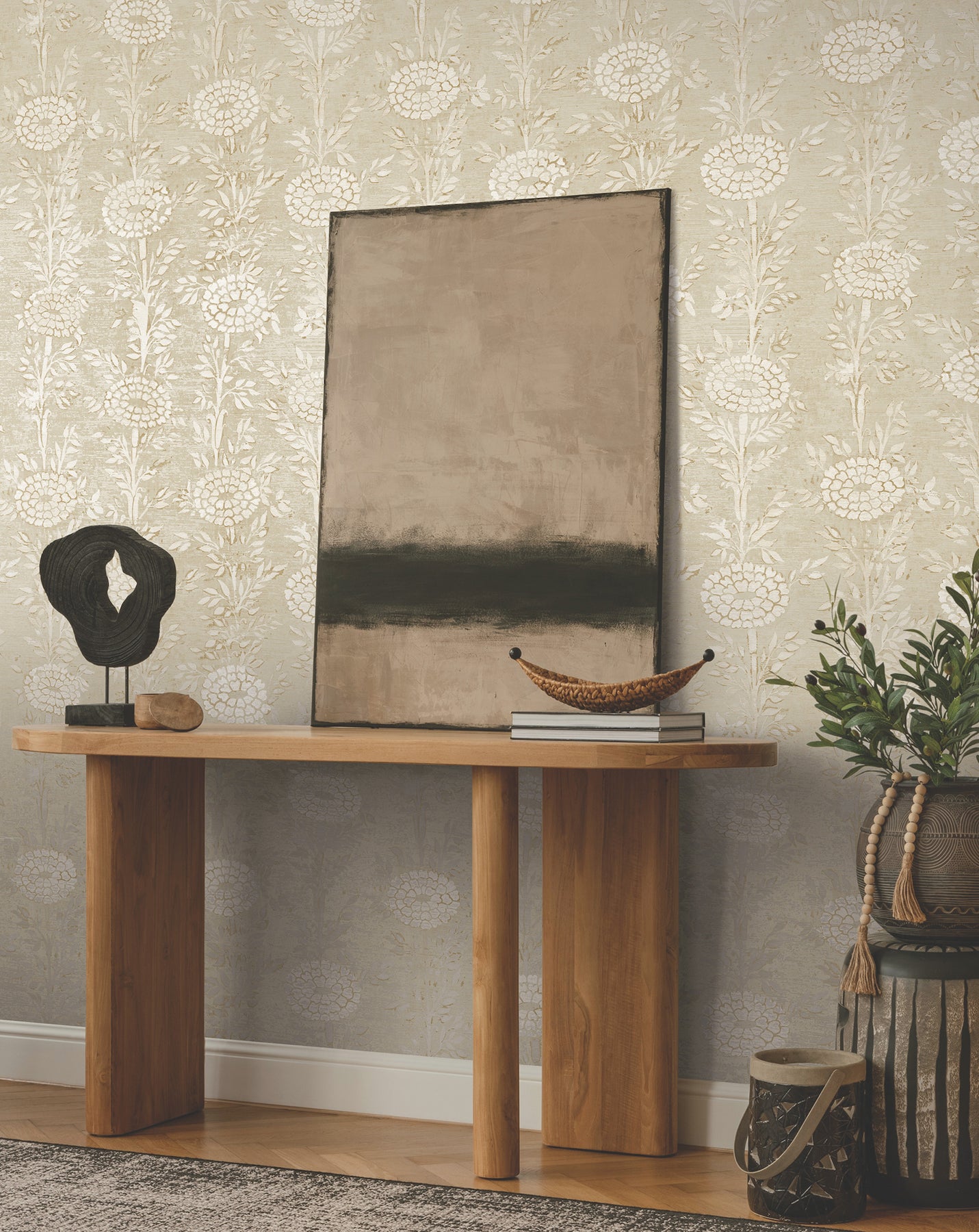 York Wallcoverings ZA8018 French Marigold Taupe & Gold Wallpaper