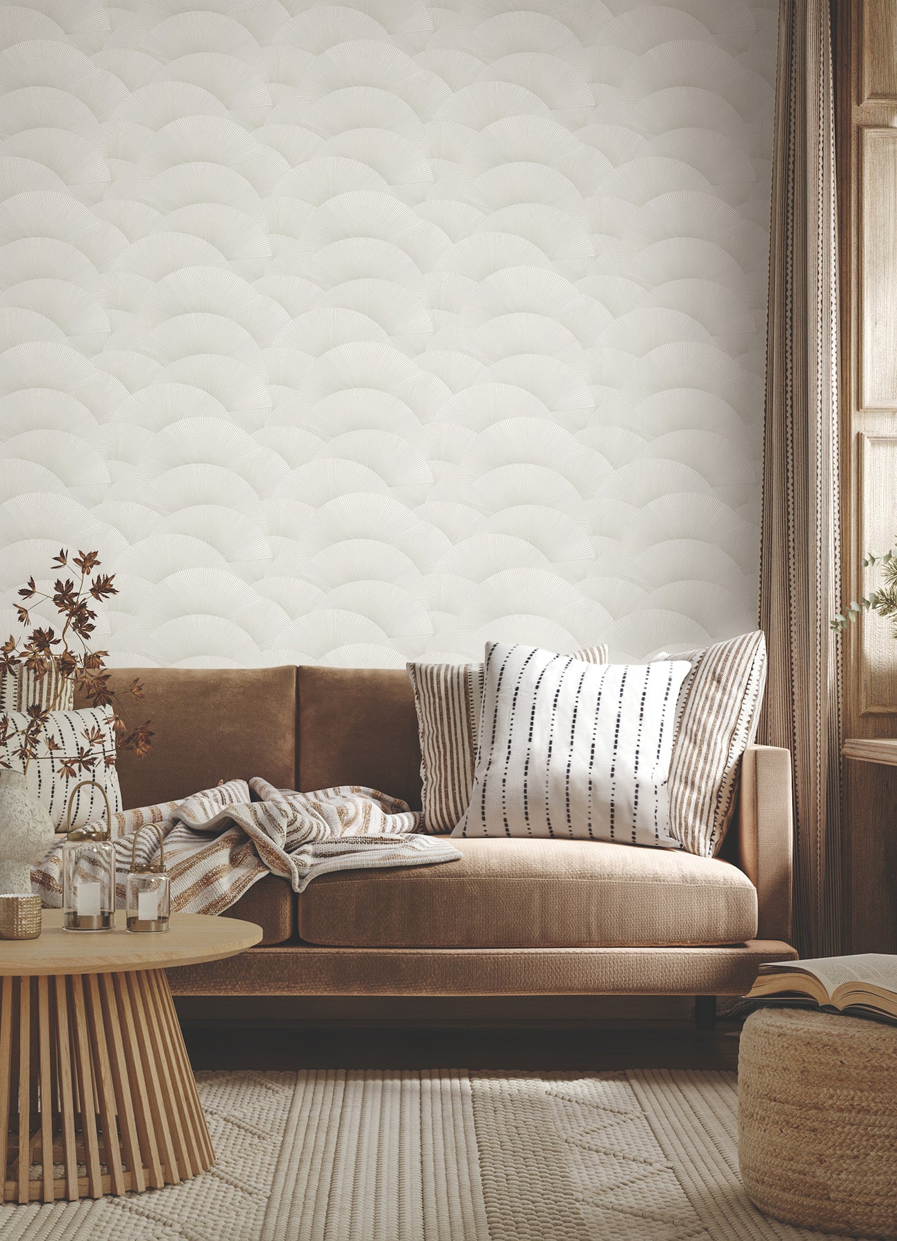 York Wallcoverings ZA8023 Morning Shell White & Silver Wallpaper