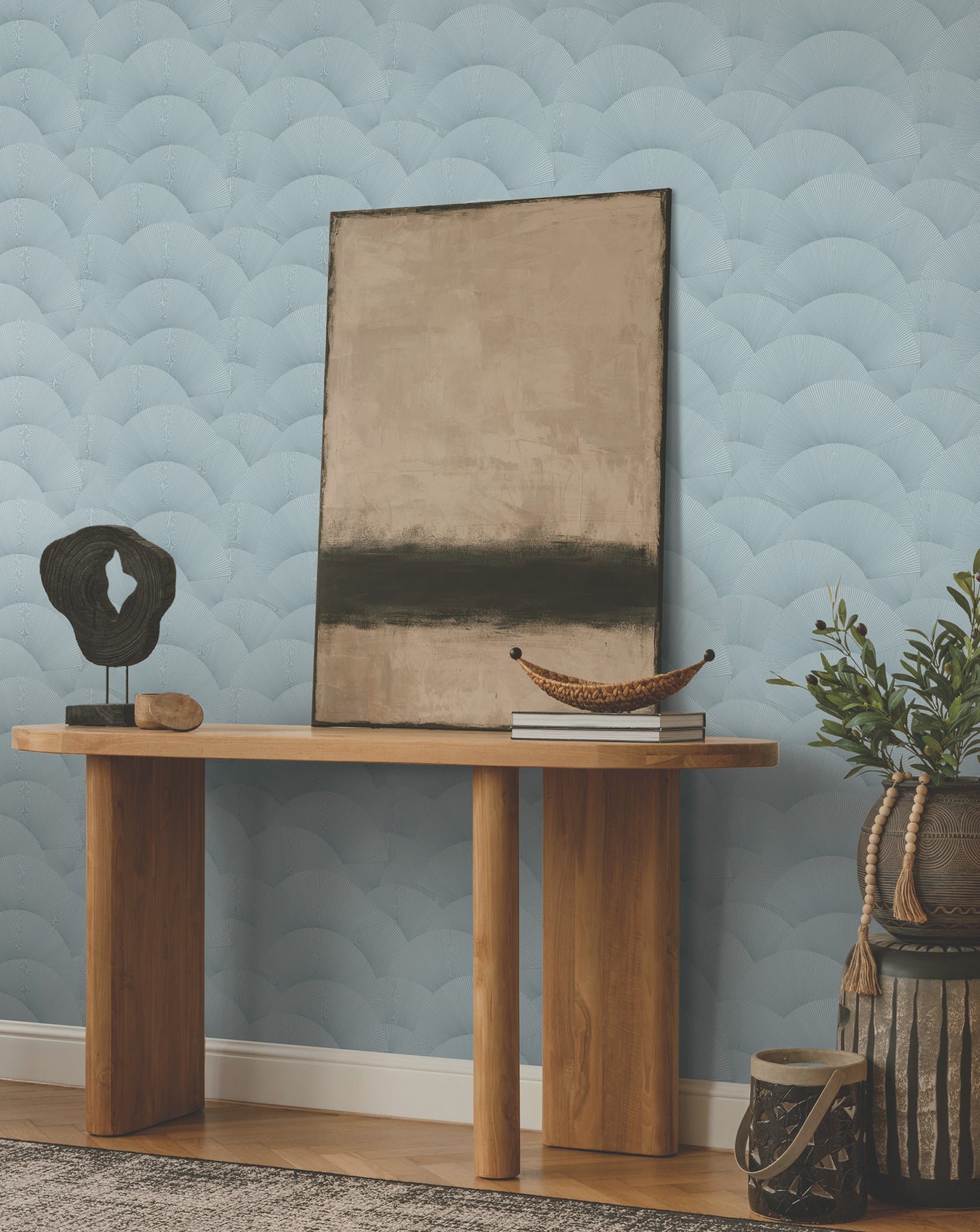 York Wallcoverings ZA8025 Morning Shell Blue Wallpaper
