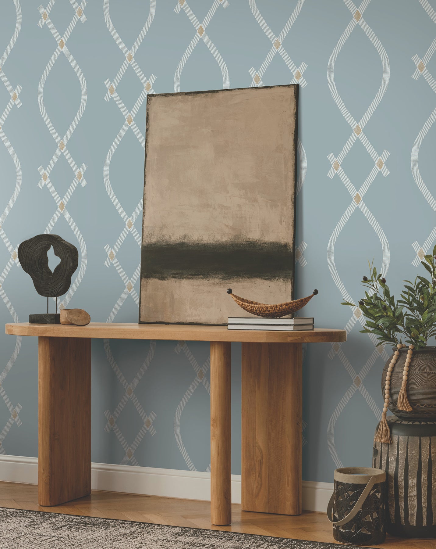 York Wallcoverings ZA8035 Ellena Blue Wallpaper
