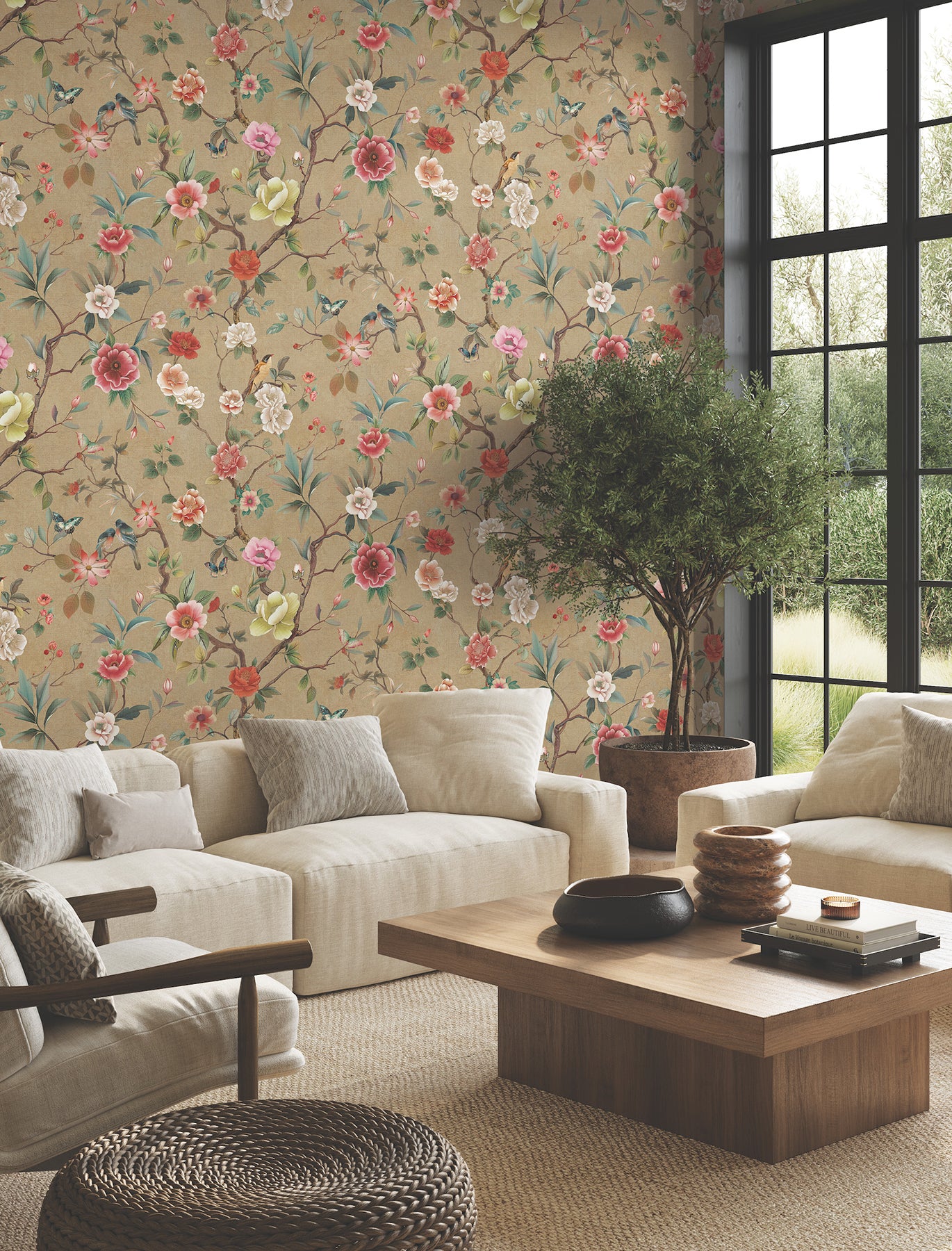 York Wallcoverings ZA8037 Kimora's Garden Linen Wallpaper