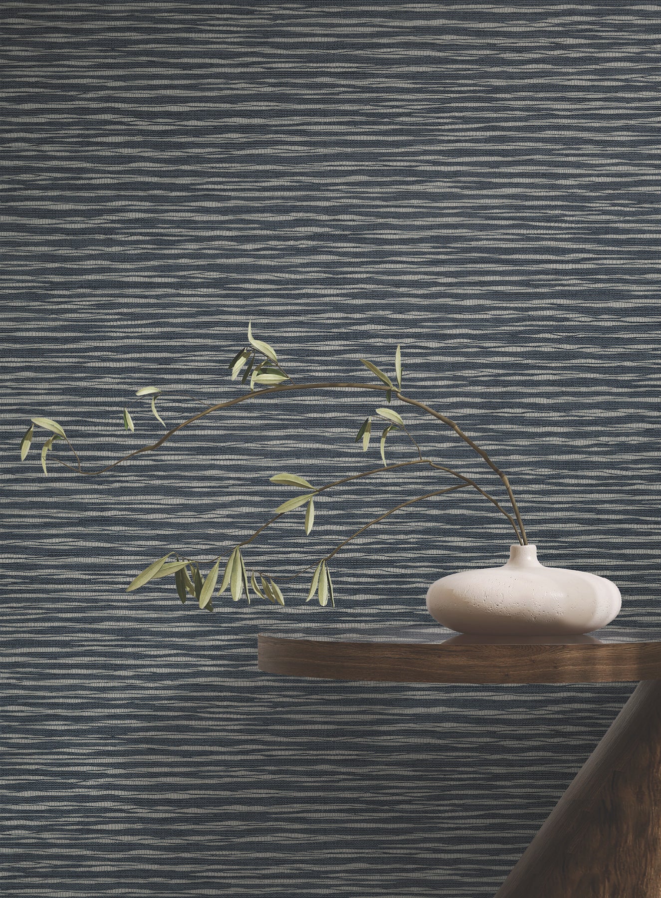 York Wallcoverings ZA8042 Lotus Weave Navy Wallpaper