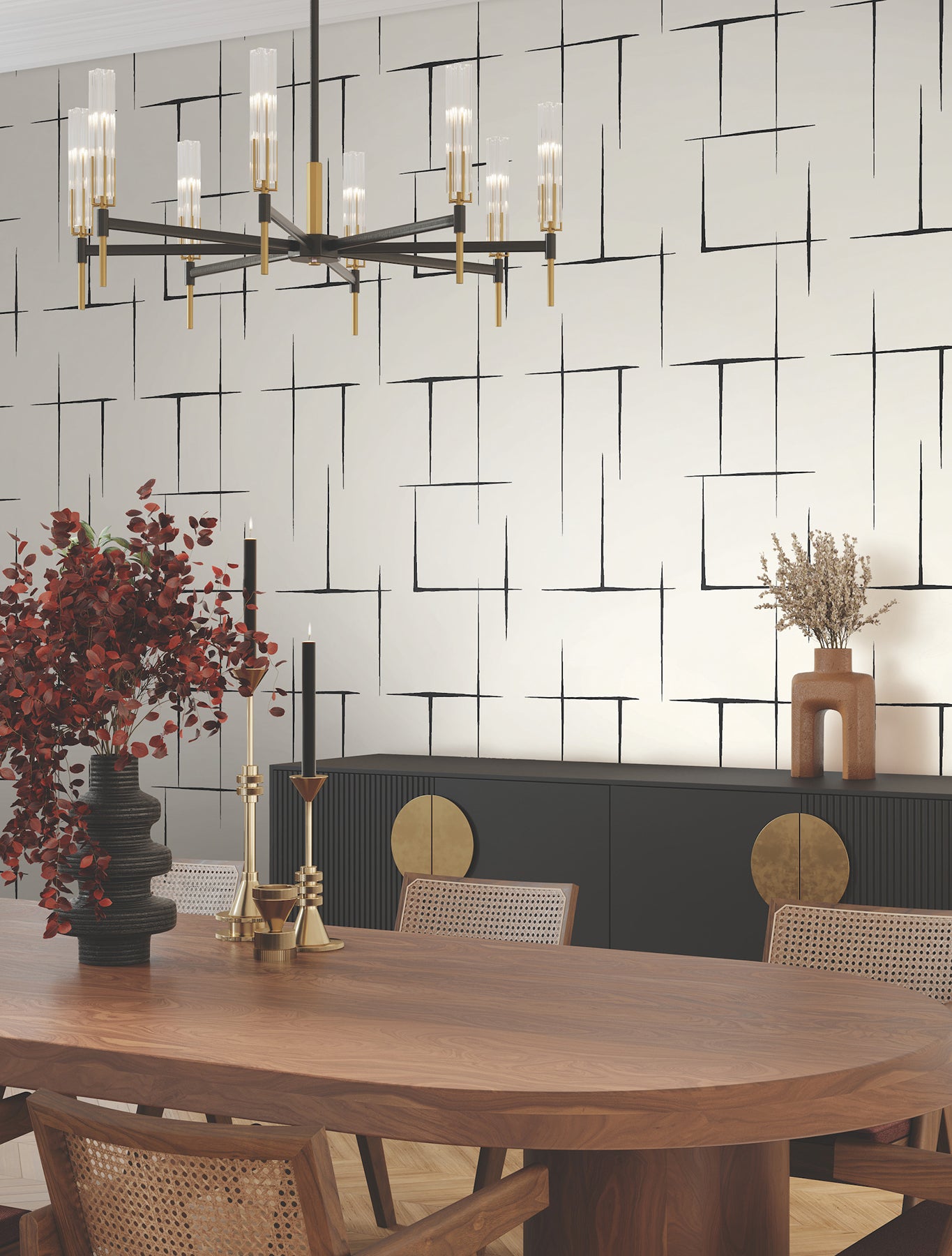 York Wallcoverings ZA8051 Malia Black & White Wallpaper