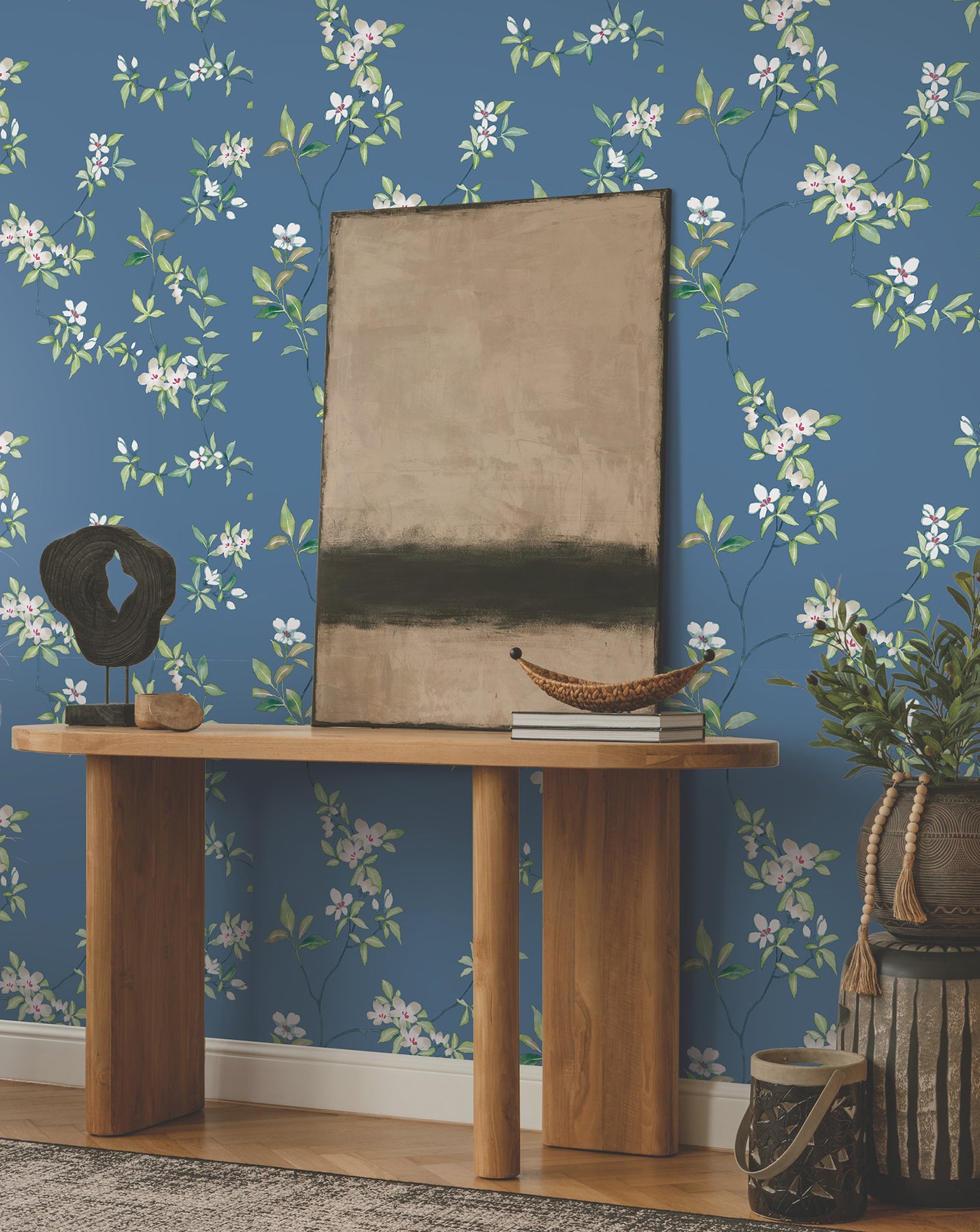 York Wallcoverings ZA8072 April Blossom Cobalt Wallpaper