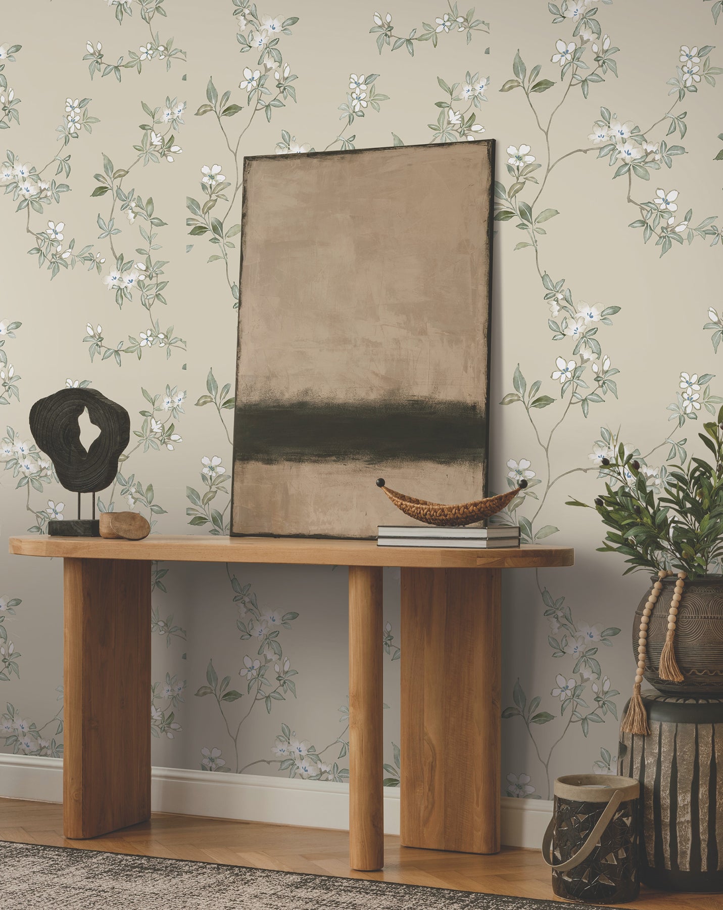 York Wallcoverings ZA8075 April Blossom Taupe Wallpaper
