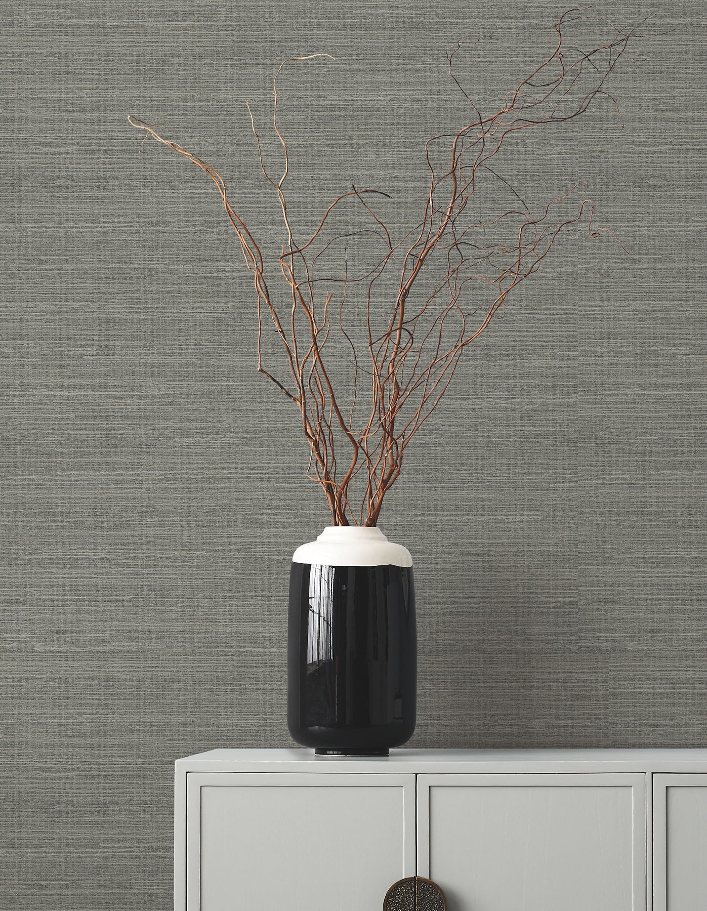 York Wallcoverings ZA8097N Amyra Silk Charcoal Wallpaper