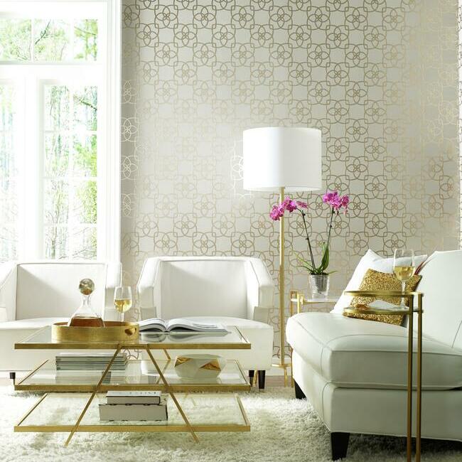 York Wallcoverings Y6200203 Serendipity Cream/Gold Wallpaper