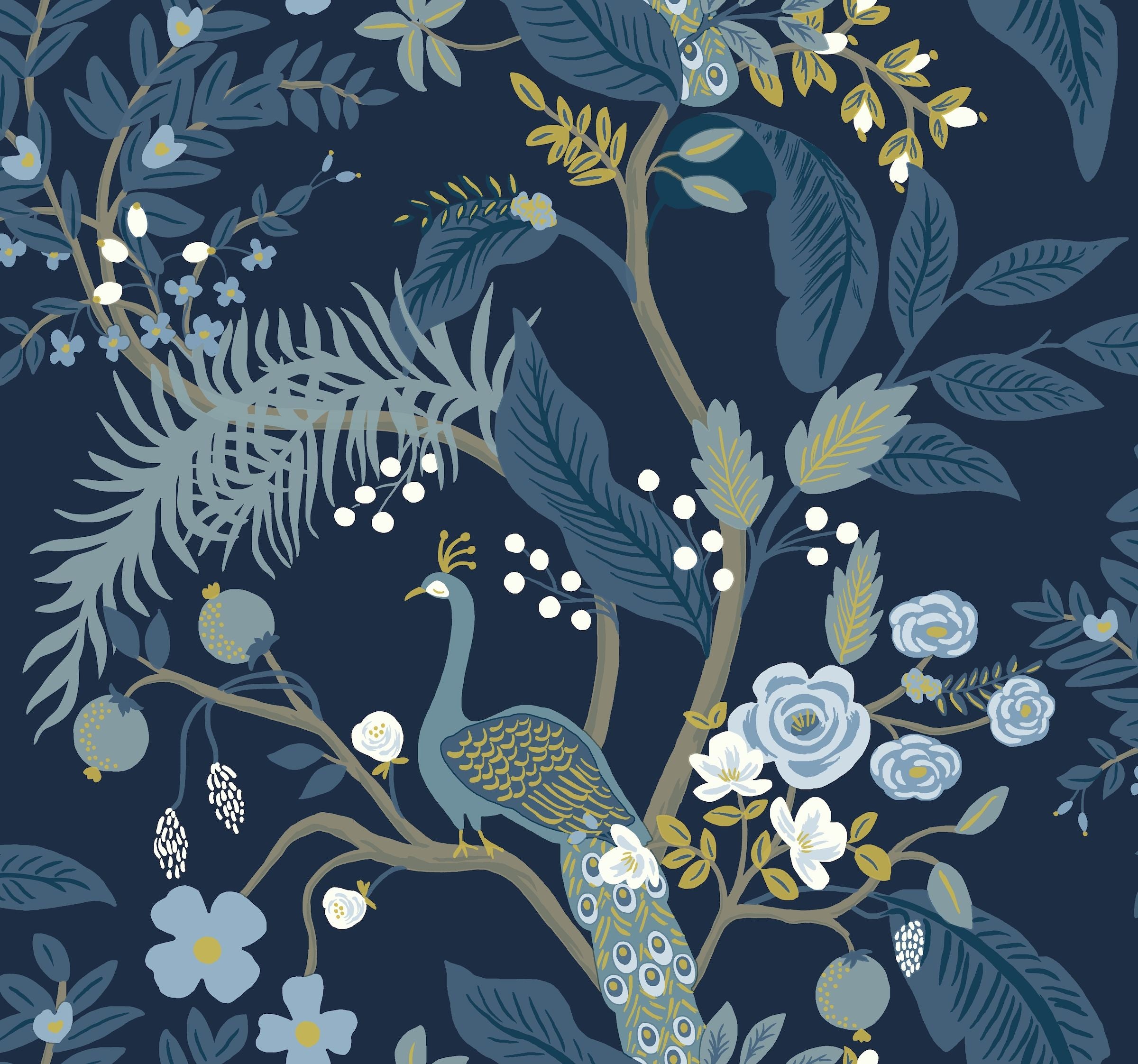 York Wallcoverings  RI5172  Peacock Blue Wallpaper