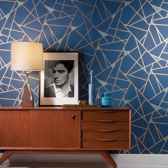 York Wallcoverings RY2704 Prismatic Navy Blue Wallpaper