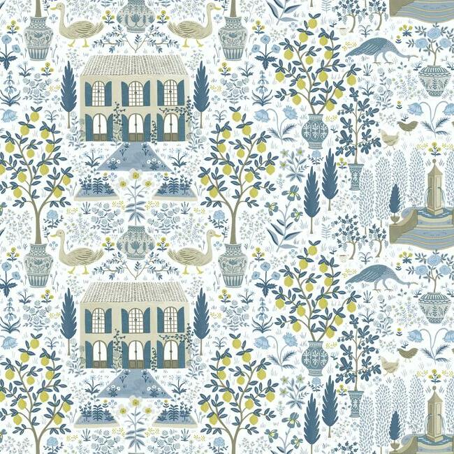 York wallcoverings RI5108 Camont Indigo Wallpaper